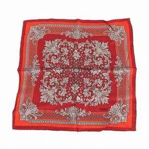 Versace Silk Mini Scarf Baroque Pattern Red Size 42 X 42cm (16.54in) Ladies